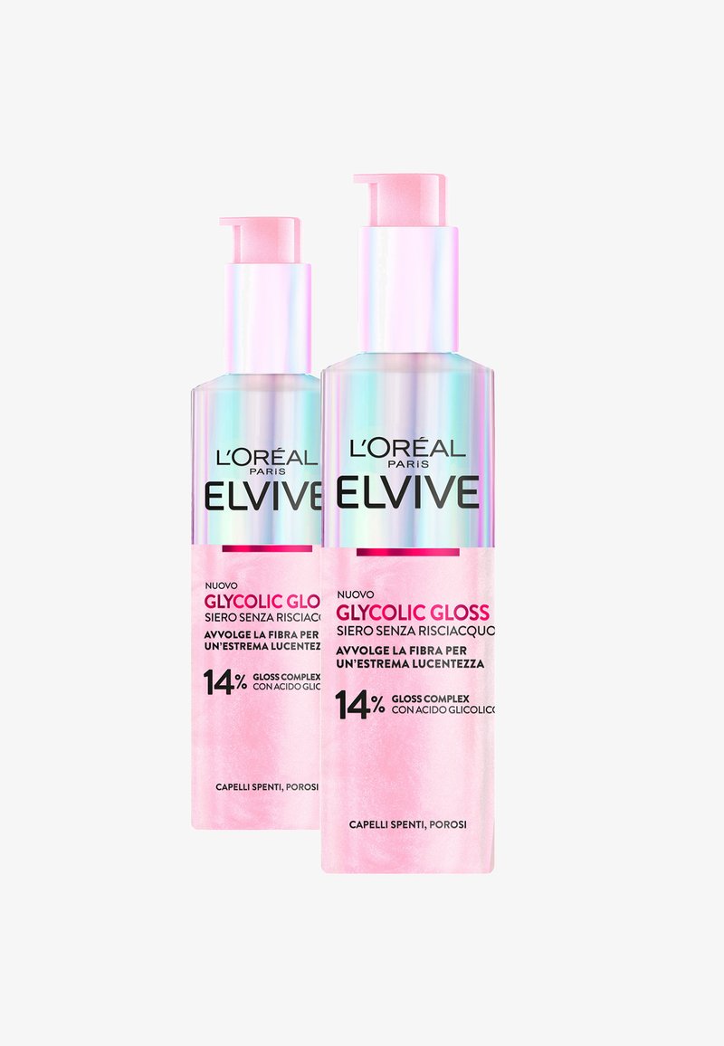 L'Oréal Paris - ELVIVE GLYCOLIC GLOSS SIERO SENZA RISCIACQUO CON ACIDO GLICOLICO PER CAPELLI SPENTI E POROSI, AVVOLGE LA FIBRA PER UN'ESTREMA LUCENTEZZA, 150 ML - 2 PACK - Trattamenti capelli, Ingrandire