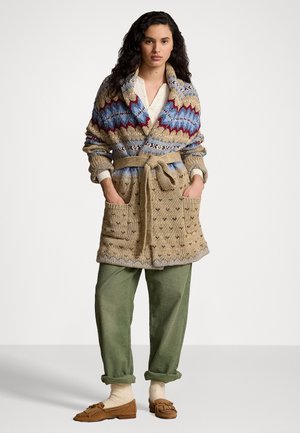 WOOL-BLEND SHAWL CARDIGAN - Casaco de malha - tan multi