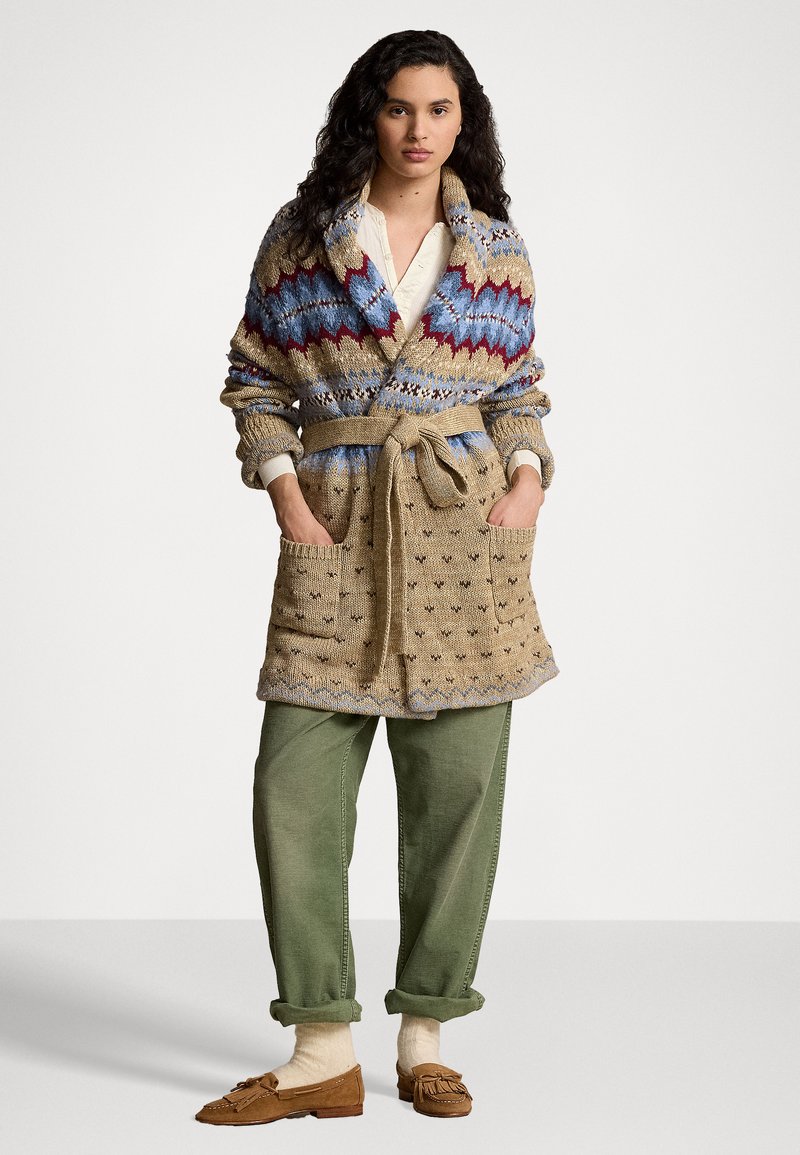 Polo Ralph Lauren WOOL-BLEND SHAWL CARDIGAN - Casaco de malha - tan multi