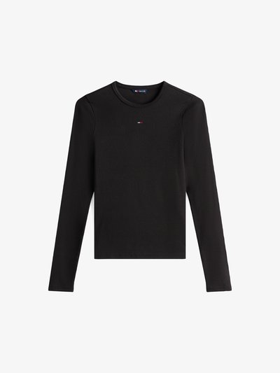 SLIM RIBBED LONG SLEEVE T-SHIRT - T-shirt à manches longues - black