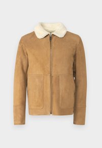 AARON JACKET - Veste en cuir - brown/cream