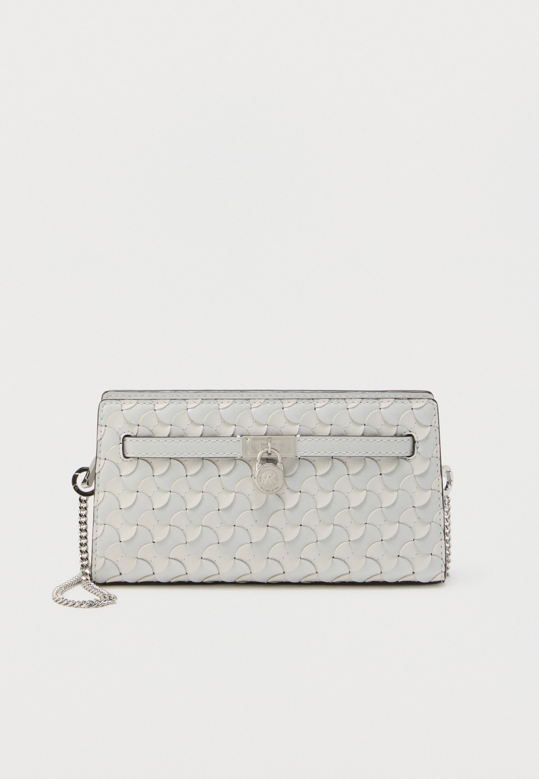 Michael Kors White Textured Clutch Michael Kors Handbags Women Leather White/Optic White | B  main image 3