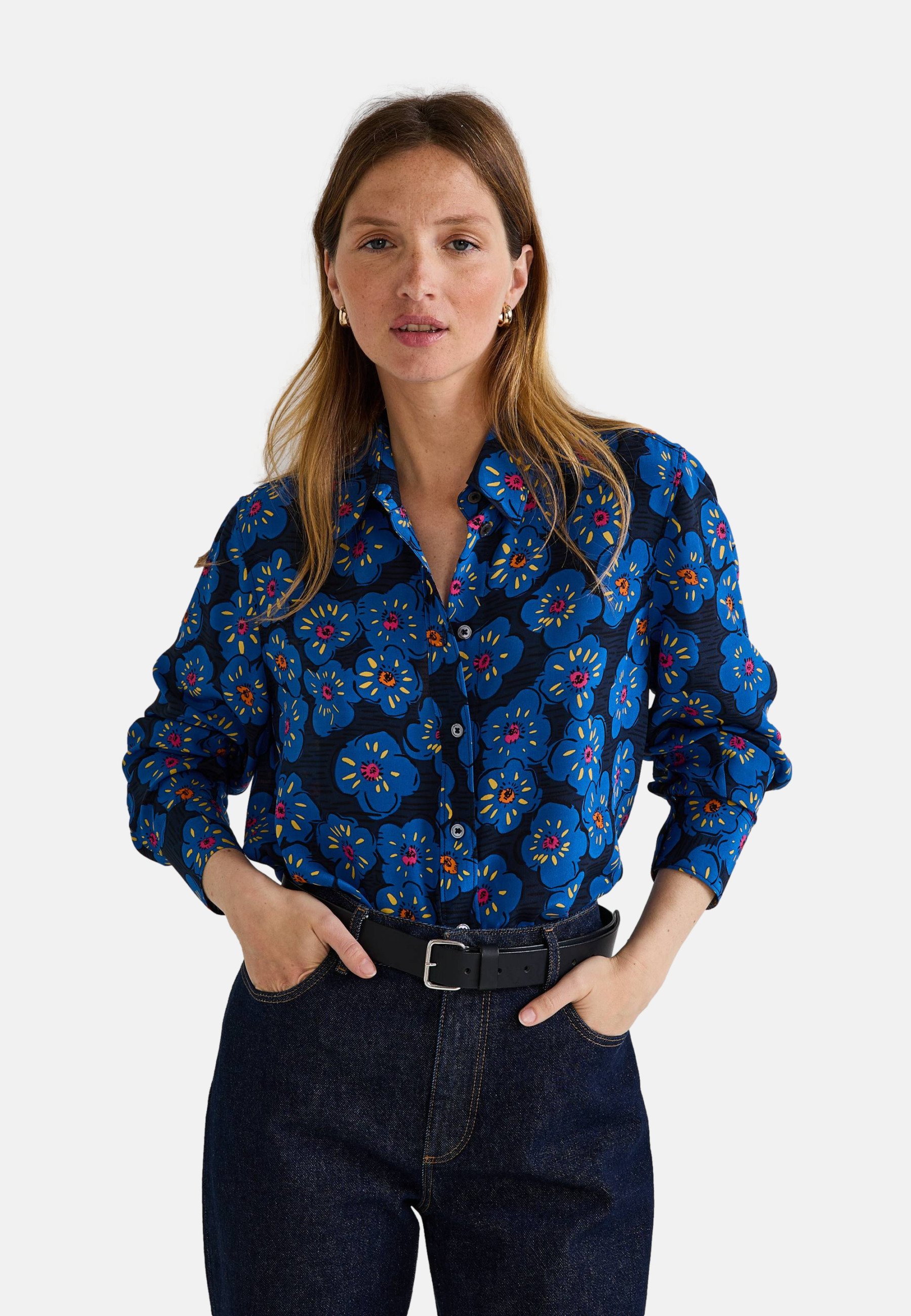 Chemisier Femme Monoprix Taille 40 - Couleur Gris Blanc, Occasion Très Bon état
