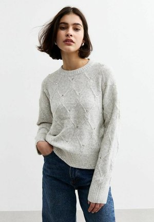 EMBELLISHED DIAMOND - Stickad tröja - pale grey