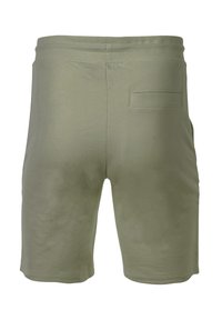 Grønne bomullsshorts med elastisk midje, baklomme og jevn tekstur. Har et enkelt, klassisk design.