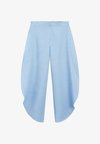 VOLUMINOUS LINEN-BLEND FLOWING TROUSERS - Pantaloni - light blue