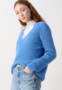 Marc O'Polo LONGSLEEVE V NECK - Pullover - shiny sky