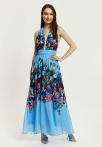 Liquorish FLORAL PRINT DEEP V NECK MULTIWAY - Maxi dress - blue