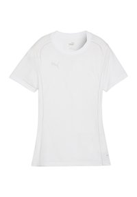 Witte atletische shirt met korte mouwen, gemaakt van een gladde, lichtgewicht stof. Bevat een ronde hals en een subtiele logo-details op de borst.