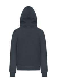 Sudadera con capucha en gris oscuro, de mangas largas, con puños y dobladillo acanalados. Cuenta con un diseño sin costuras en la parte posterior y una textura suave.