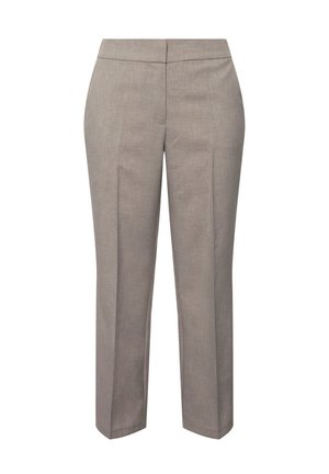 Grå skræddersyede bukser med en glat tekstur, lige ben, sidelommer og en ren talje. Fremstillet af letvægtsstof.