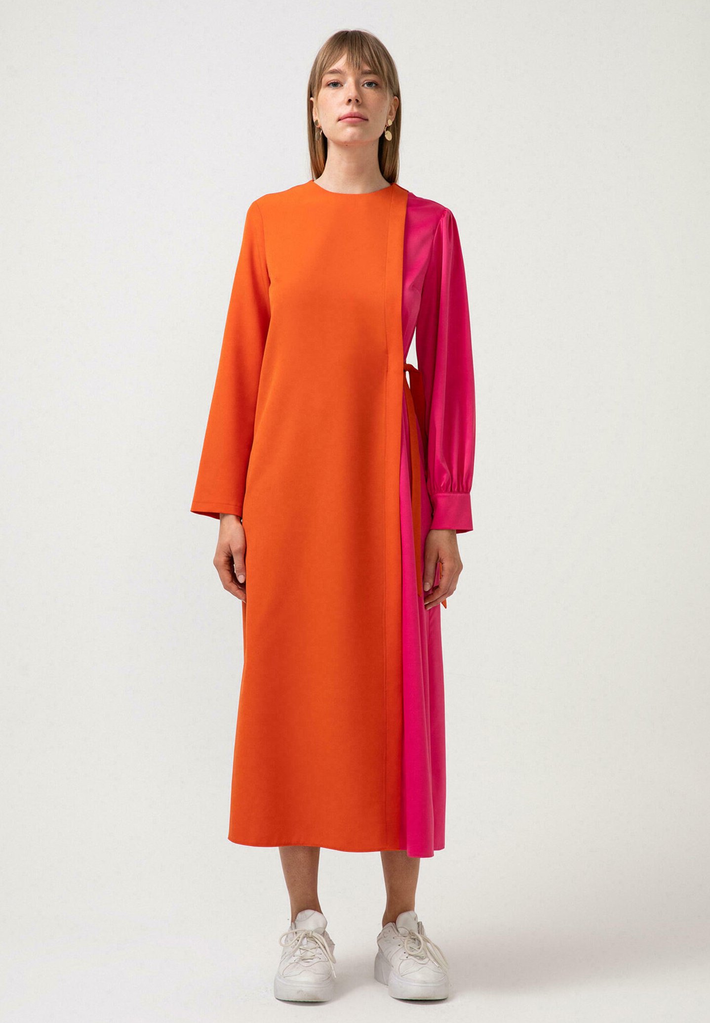 strapless open back dress Women's Pink and Orange Dress from Elegance Miss