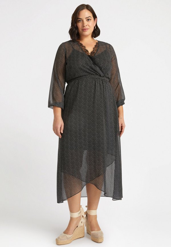 STAMPATO CON INCROCIO DAVANTI - Freizeitkleid - nero