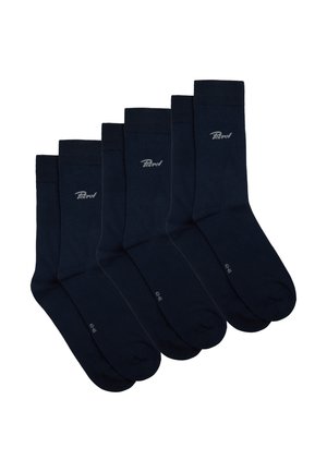 NavySocken, im 4er-Pack, aus einem weichen Baumwollgemisch, mit geripptem Bund und einem dezenten Logo in Hellgrau bedruckt.