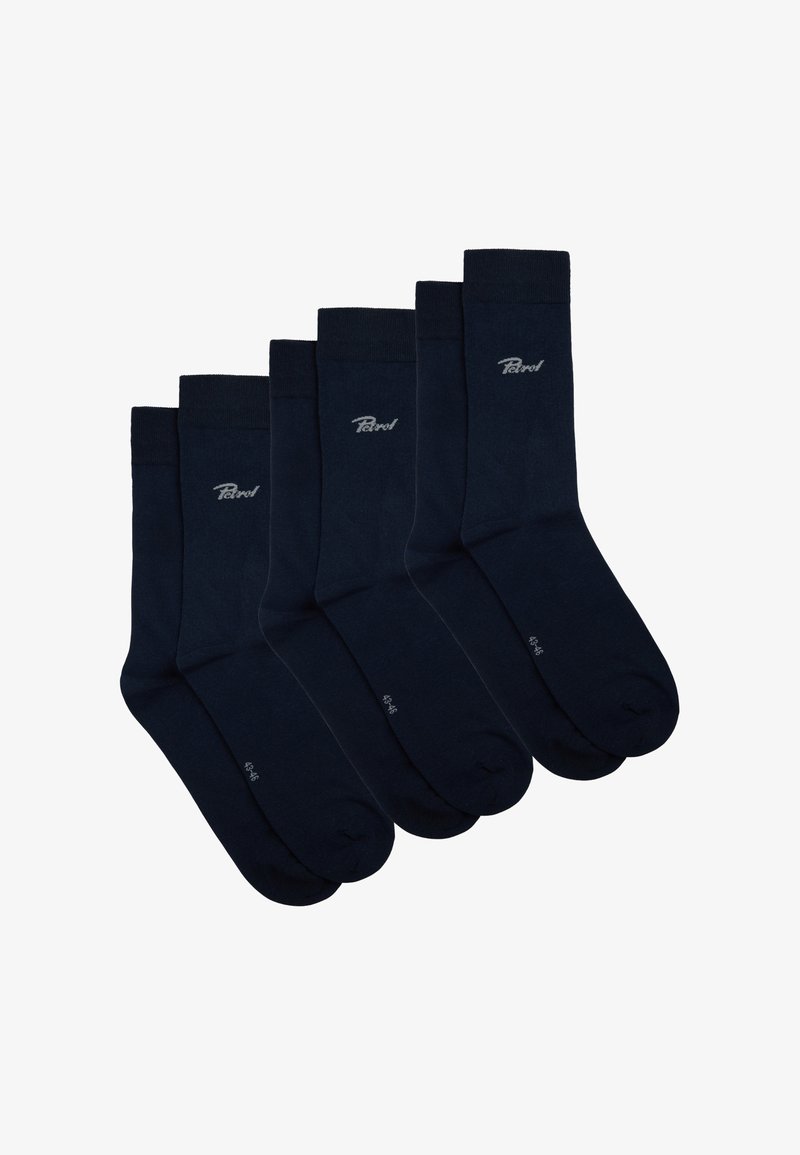 NavySocken, im 4er-Pack, aus einem weichen Baumwollgemisch, mit geripptem Bund und einem dezenten Logo in Hellgrau bedruckt.