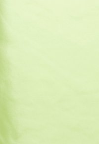 Tecido verde claro com uma textura suave e macia. Apresenta um brilho subtil e não tem padrões ou adornos distintos.