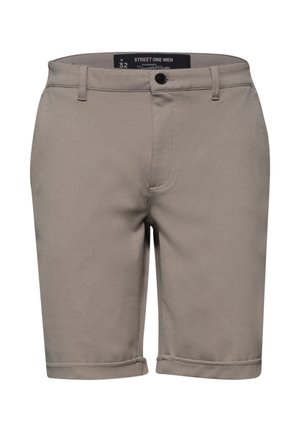 Beige Herren-Casual-Shorts mit Gürtelschlaufen, vorderer Knopfleiste und Reißverschluss, Größe 32, mit dem Aufdruck Street One Men.