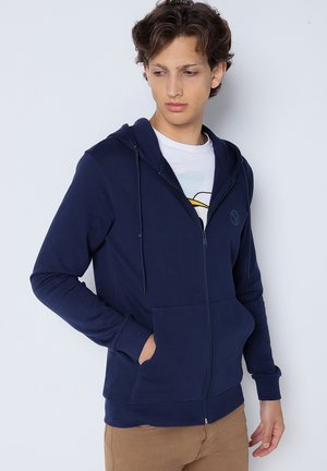 BASIC-MIT KAPUZE - Sweat zippé - blau