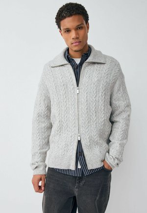 TEXTURE - RELAXED FIT COSY ZIP THROUGH COLLARED - Strickjacke - grey
