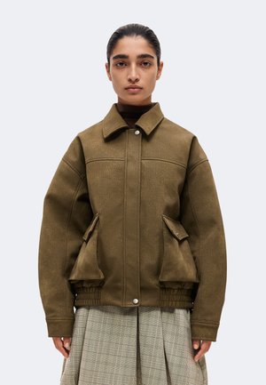Topshop, COATED BOMBER JACKET - Veste en similicuir - chocolate brown