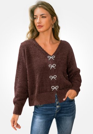 Strickjacke - brown white