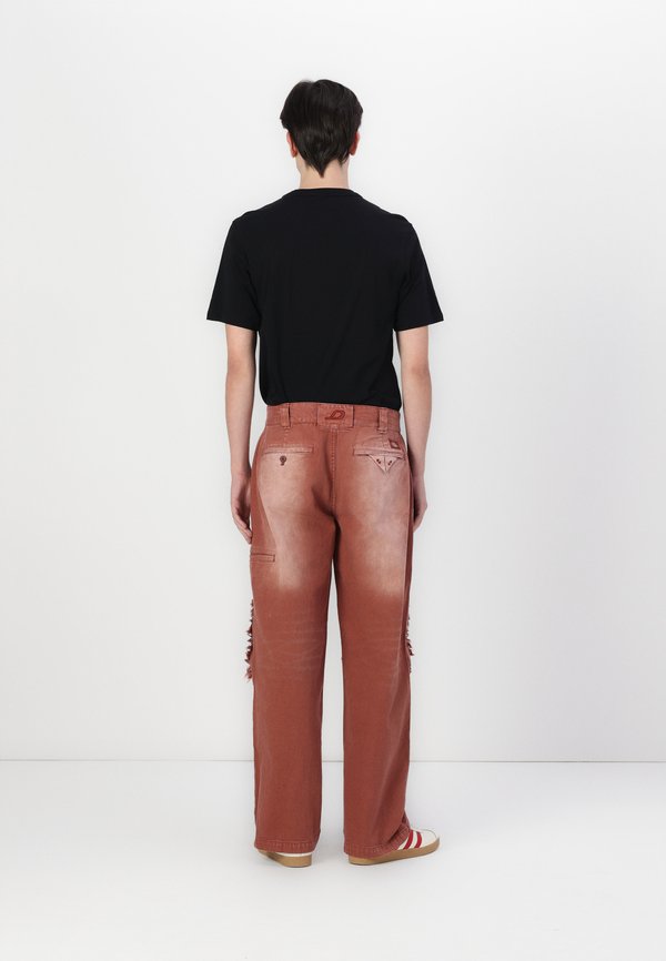 CHINESE NEW YEAR CANVAS DOUBLE KNEE PANTS UNISEX - Trousers - mahogany nin2