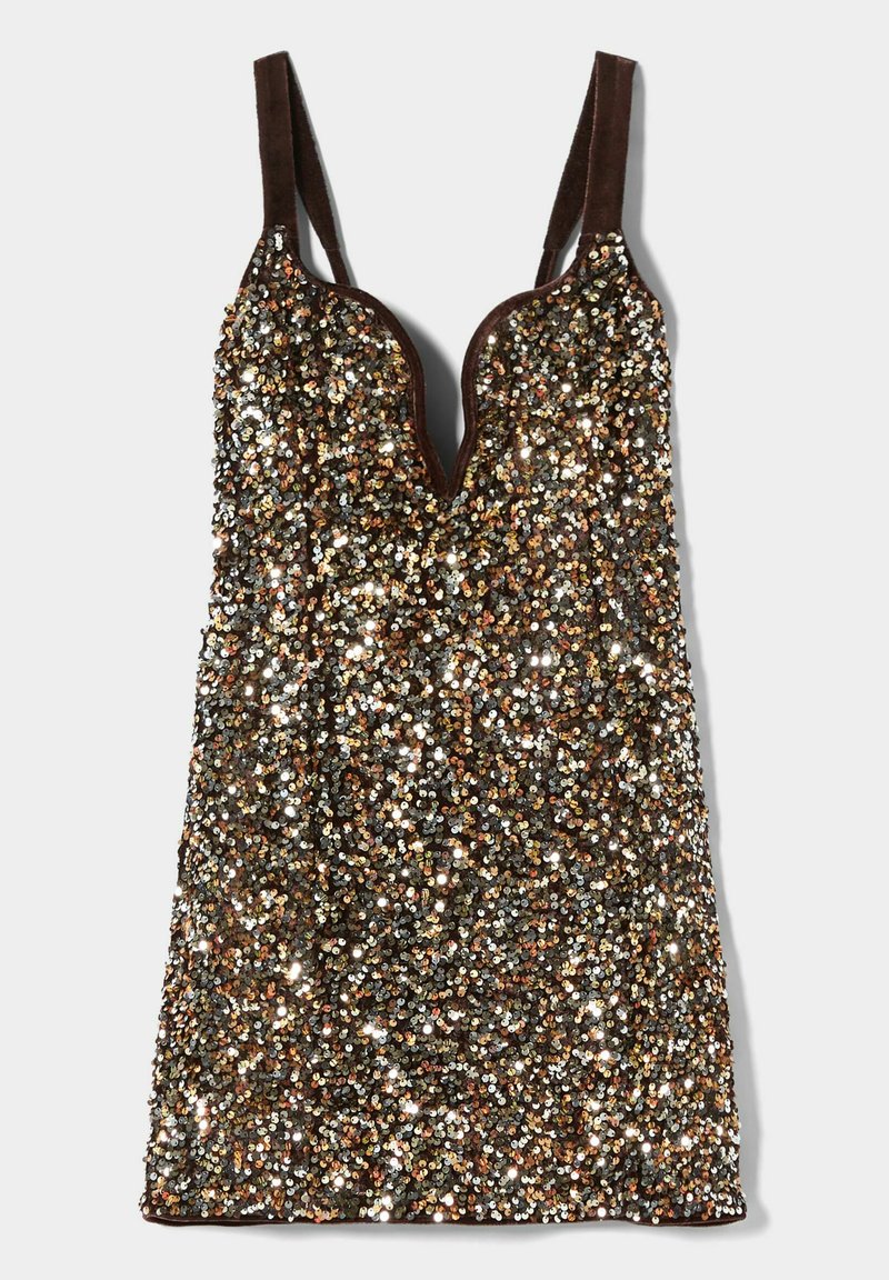 Bershka Cocktailjurk goudkleurig