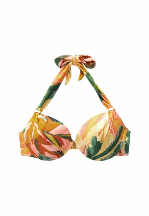 PADDED WIRED HALTER STANDARD - Bikinitop - coral tropical print