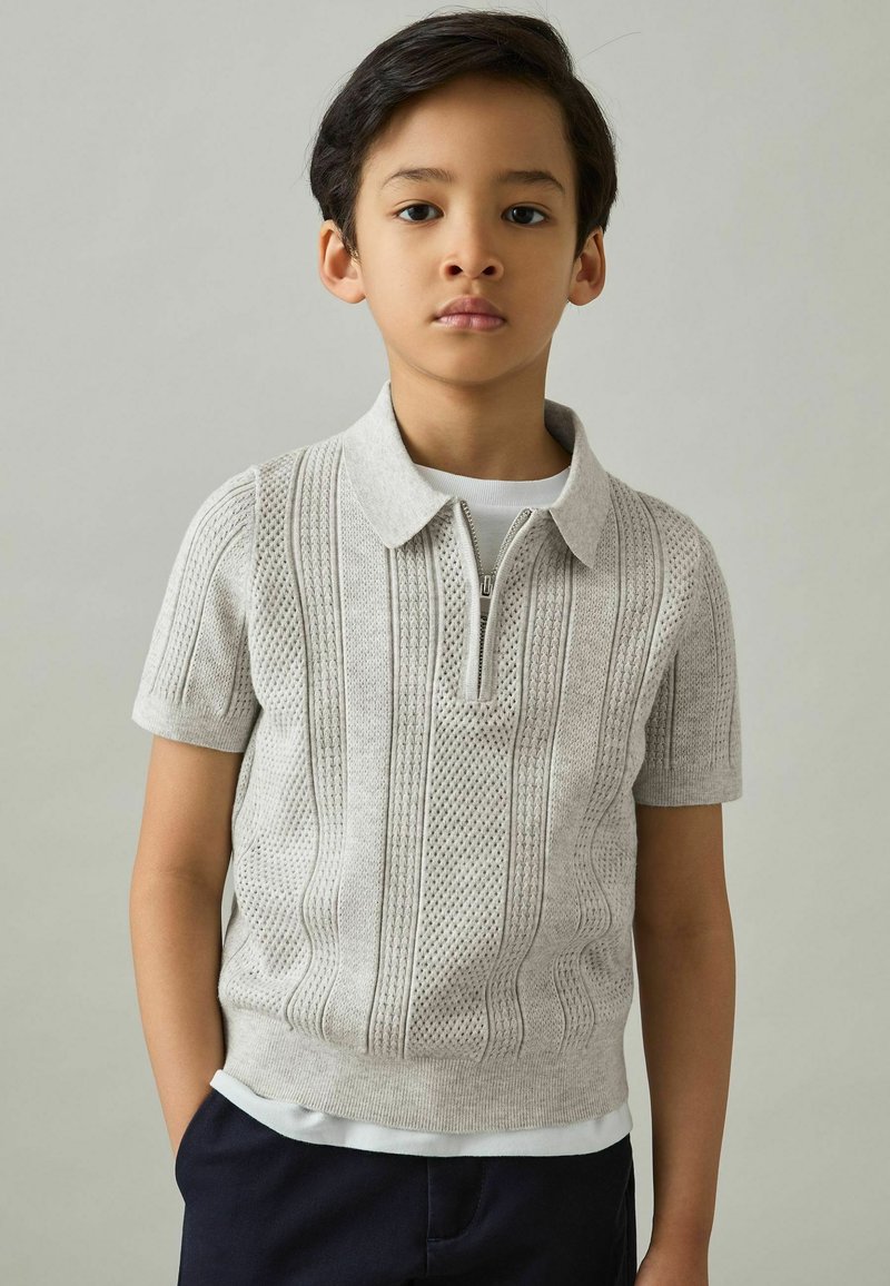 Reiss REGULAR FIT - TEXAS TEXTURED- HALF-ZIP - Polokošeľa - grey melange