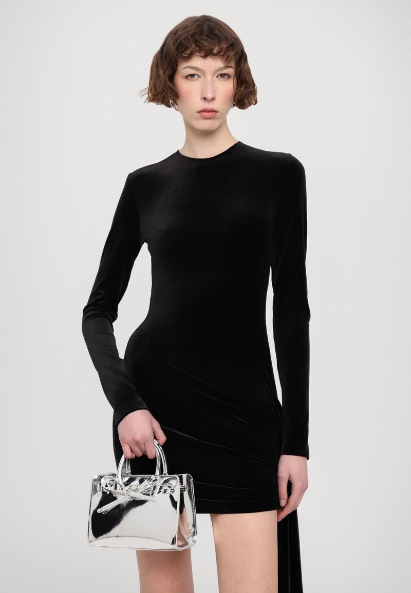 David Koma SIDE RUCHING DETAIL MINI DRESS WITH TRAIN - Cocktail dress /  Party dress - black