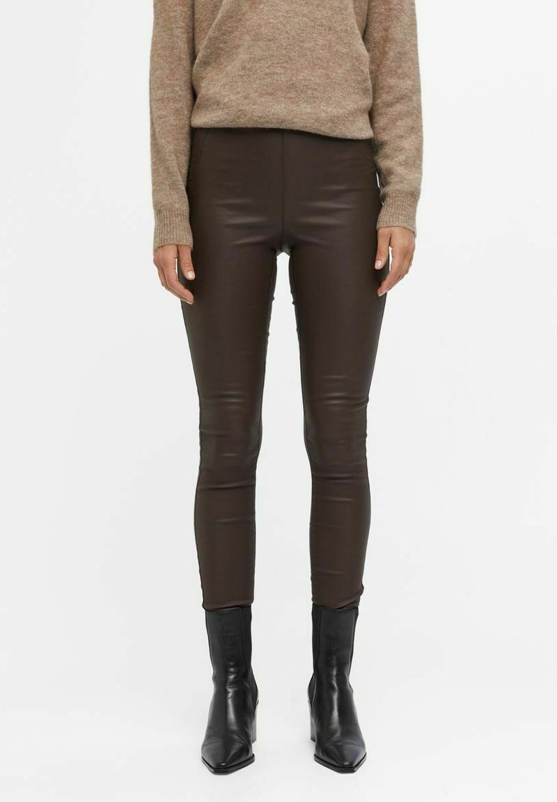Object OBJBELLE COATED - Tajice-hlače - mottled dark brown