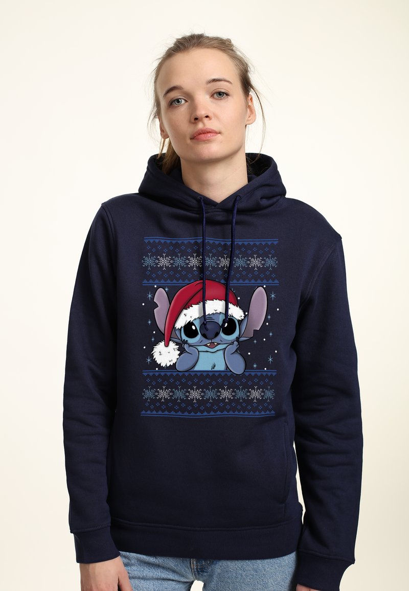 Disney LILO & STITCH HOLIDAY STITCH WEARING SANTA HAT - Mikina s kapucí - navy blue