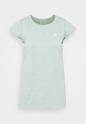 Lysegrøn kortærmet atletik T-shirt med rund hals og lille hvidt logo på venstre bryst.