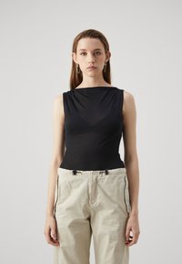 Abercrombie & Fitch CHASE SHEER DRAPED - Viršus - black