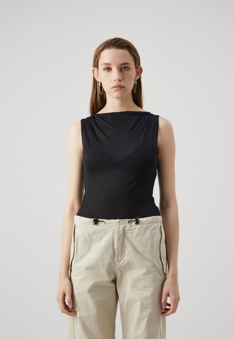 Abercrombie & Fitch CHASE SHEER DRAPED - Viršus - black