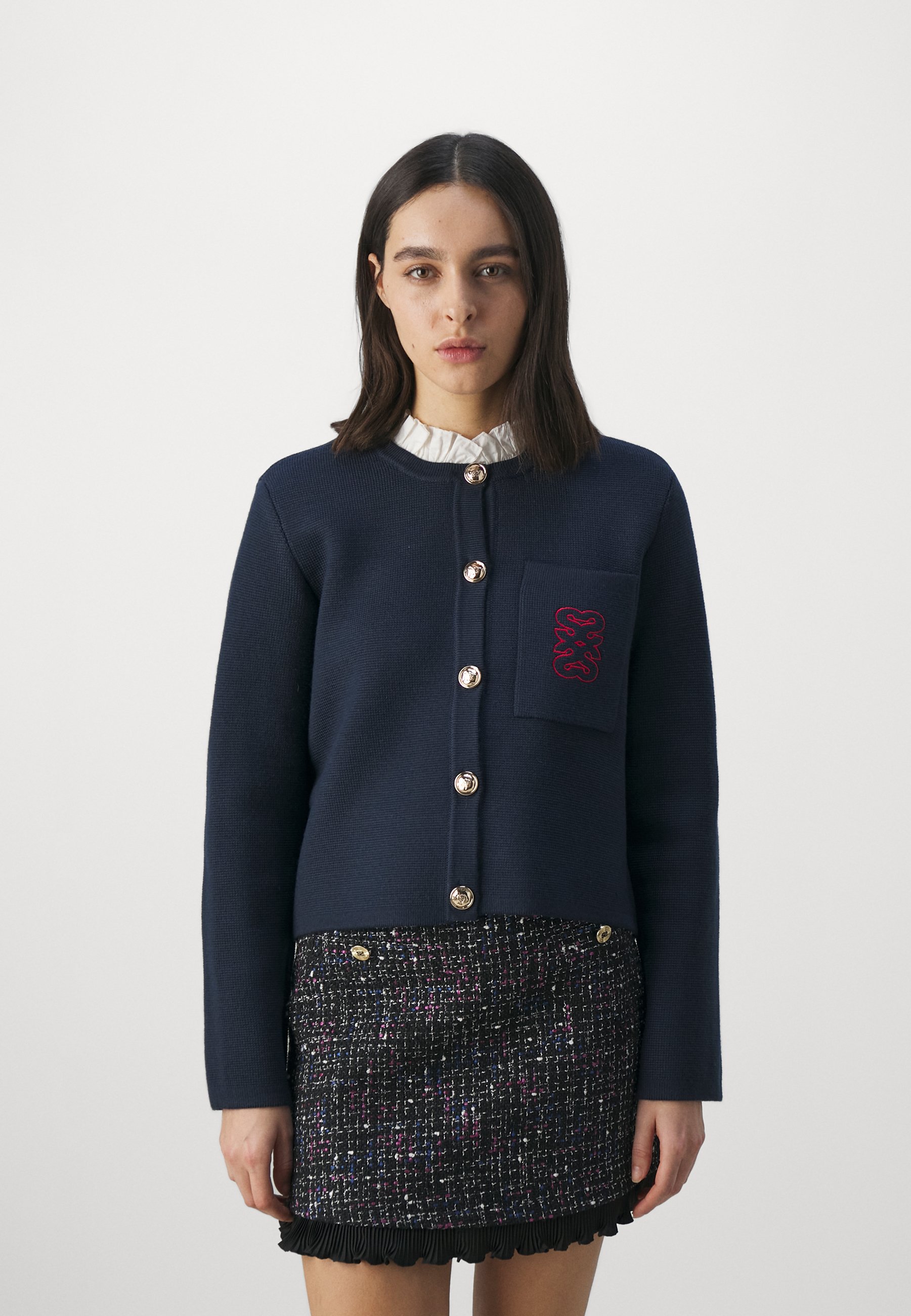 Gilet Femme Sandro Bleu Marine Manches Courtes - Style Kimono - Taille L - Occasion Très Bon état