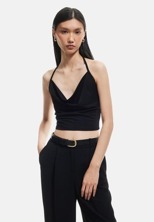 CROP HALTER NECK  - Top - black