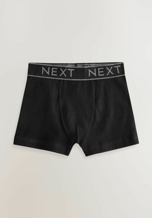 Sorte boxer-shorts i blødt stof, elastisk talje med "NEXT" tekst og en standard pasform. Ingen synlige mønstre eller accenter.