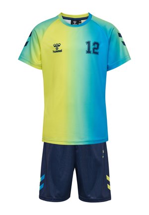 HMLSHIMMER SET - Korte broeken - dress blues/limeade
