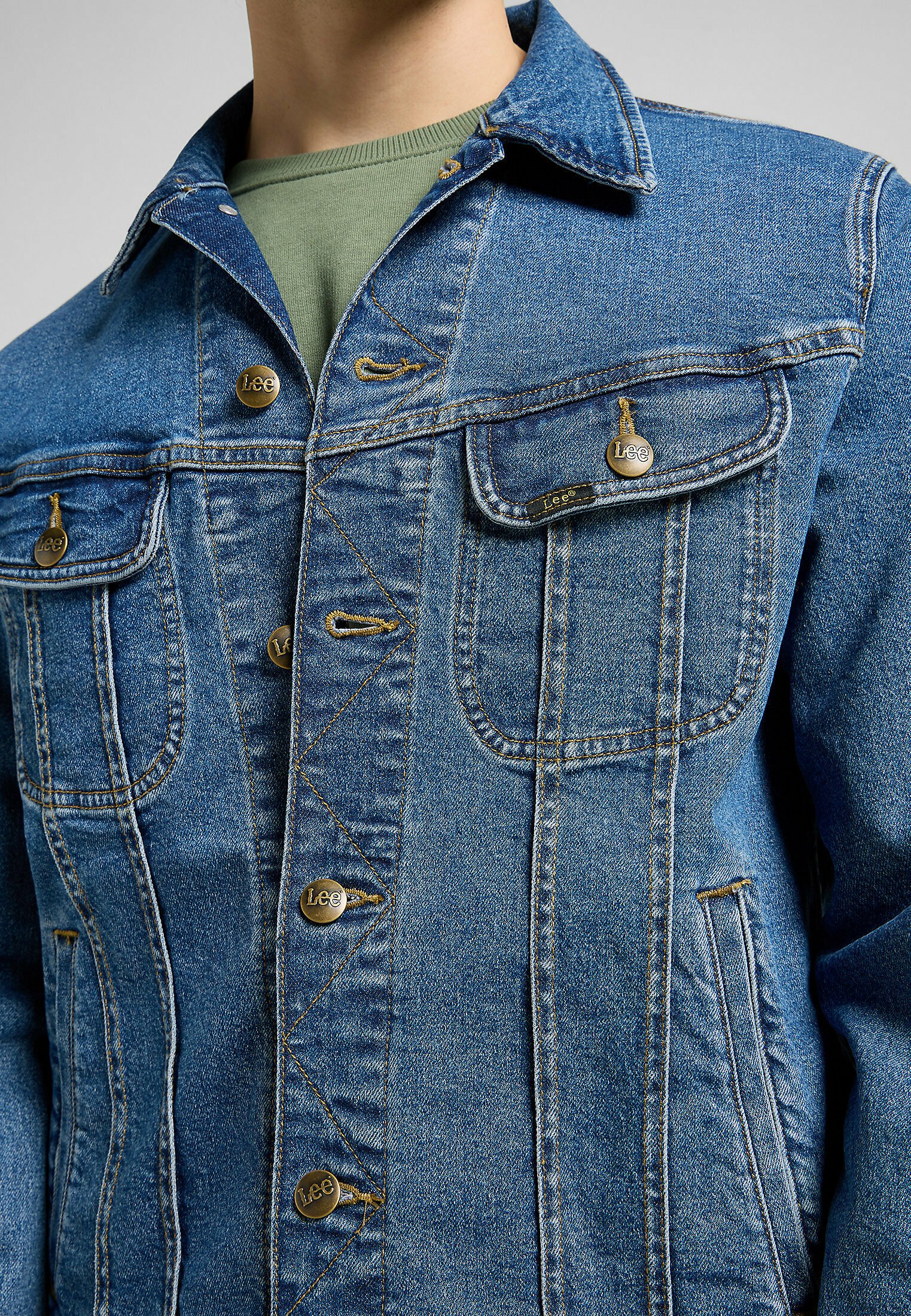 Lee UNLINED RIDER FOR REGULAR FIT - Denim jacket - belmont/dark