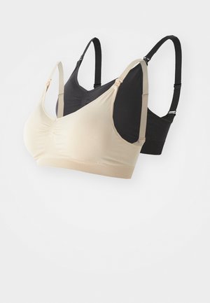 MAMALICIOUS MLILJA FEED ME BRA 2 PACK - Triangle bra - black/mellow buff