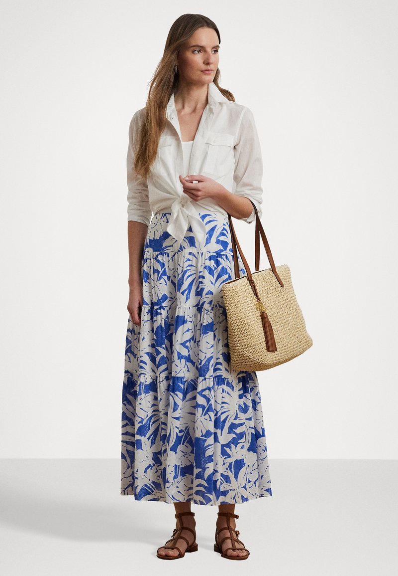 Lauren Ralph Lauren PAULDINA MID A LINE Jupe longue blue/white