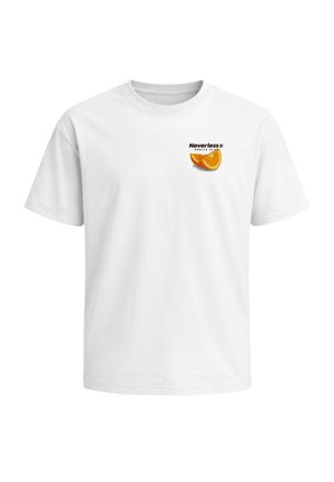 Neverless, HERREN T-SHIRT - ORANGE SPRITZ- OVERSIZED RELAXED FIT SOMMER - T-Shirt print - weiß