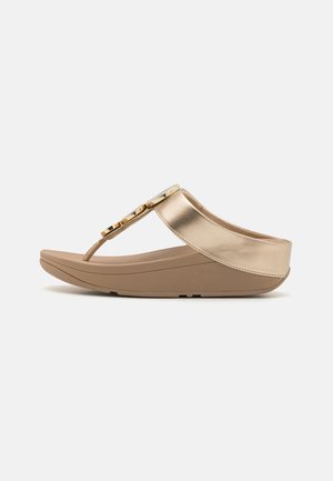HALO BEAD CIRCLE TOE POST - Sandales tongs - metallic/latte/beige