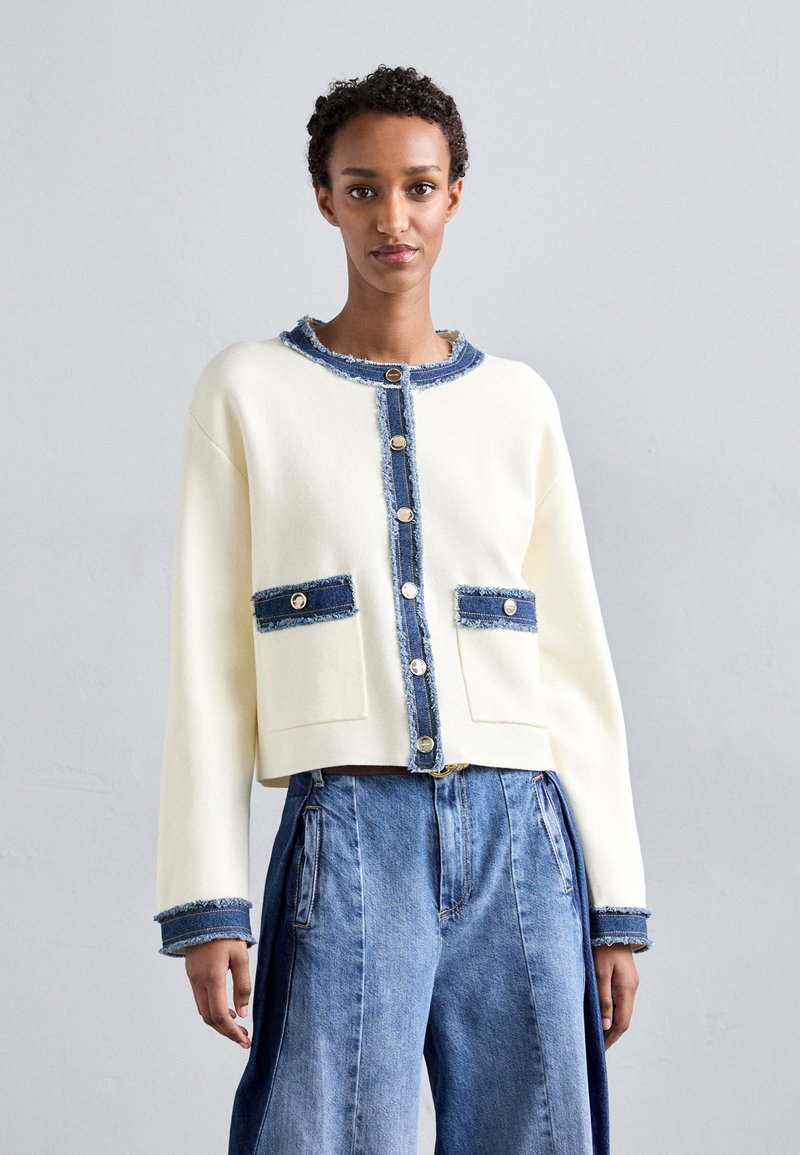 sandro - CARDI COL ROND MIX  - Strickjacke - ecru, Vergrößern