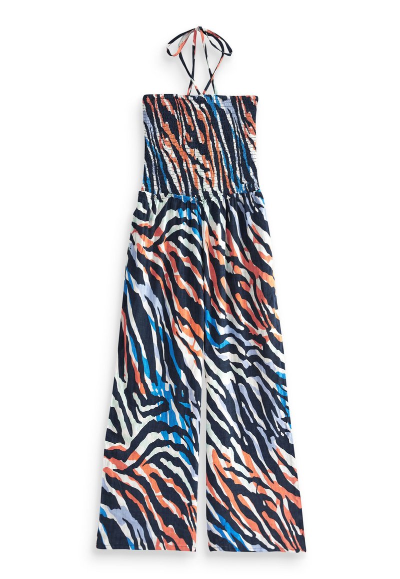 Next SHIRRED BANDEAU JUMPSUIT - Jumpsuit - blue zebra print/blau