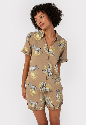 Chelsea Peers FRILL ZEBRA PRINT - Pyjama - brown