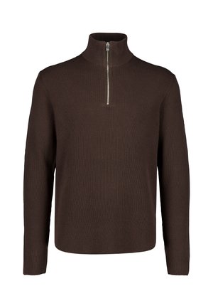 Junk De Luxe JUNK DE LUXE HALF ZIP RIB KNIT - Maglione - dk brown