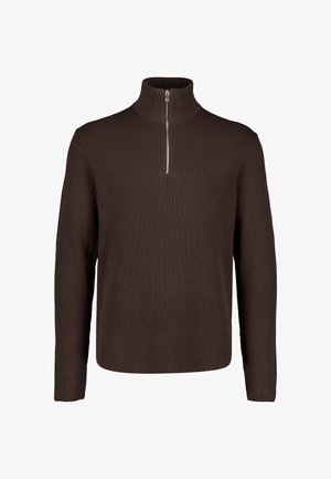 Junk De Luxe JUNK DE LUXE HALF ZIP RIB KNIT - Maglione - dk brown