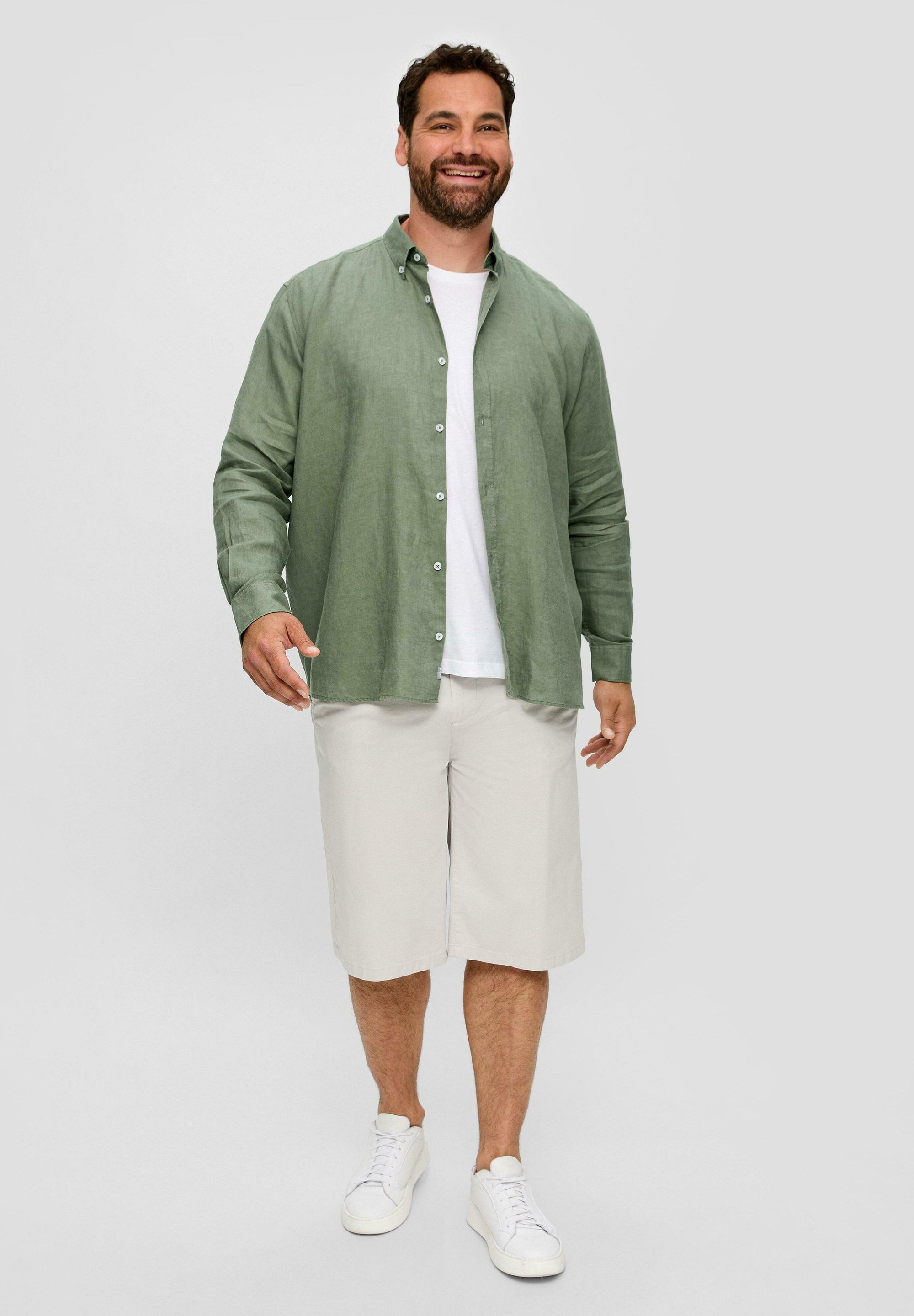 DESIGN - Camicia skinny in raso verde chiaro con colletto alla